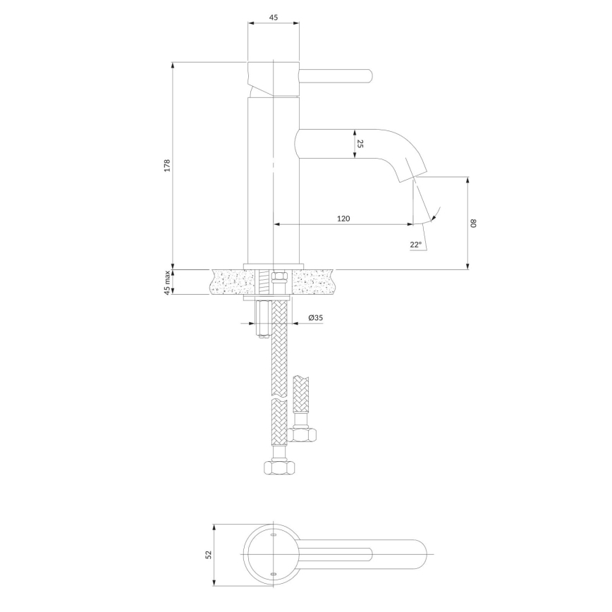 OMNIRES Y1210STCR - Waschbeckenarmatur Y 17,8 cm glänzendes Chrom