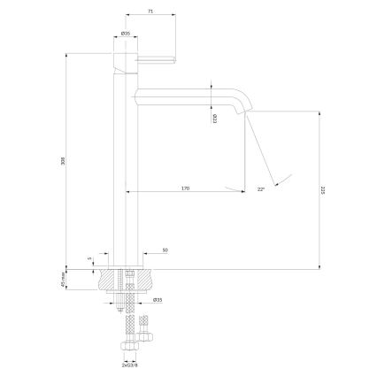OMNIRES Y1212BL - Waschbeckenarmatur Y 30,8 cm seidenmatt schwarz