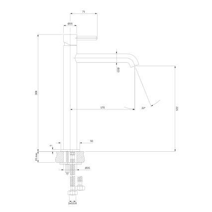 OMNIRES Y1212CR - Waschbeckenarmatur Y 30,8 cm glänzendes Chrom