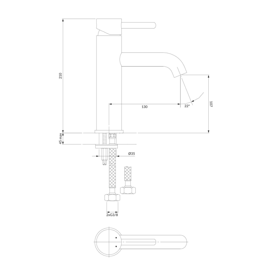 OMNIRES Y1213MAXCR - Waschbeckenarmatur Y 21 cm glänzendes Chrom