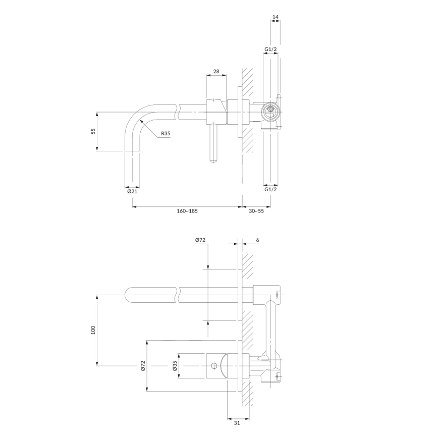 OMNIRES Y1215HCR - Unterputz-Waschtischarmatur Y Hochglanzchrom