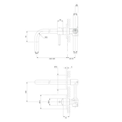 OMNIRES Y1215HCR - Waschbeckenarmatur für Unterputzmontage Y glänzendes Chrom