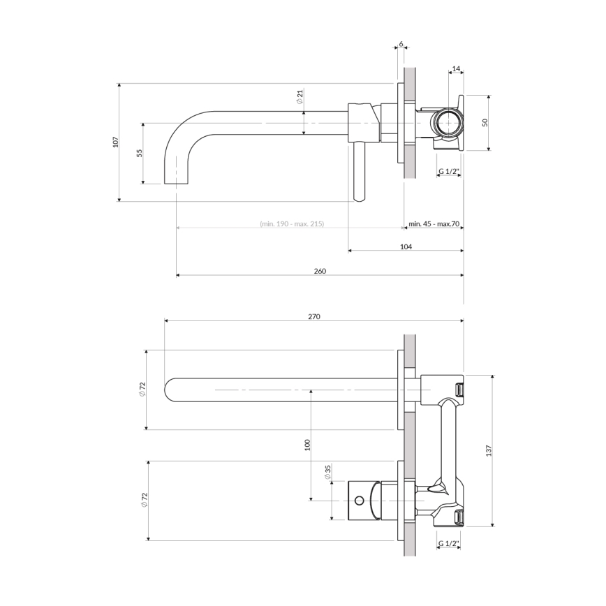OMNIRES Y1215HLBL - Unterputz-Waschtischarmatur Y halbmattschwarz