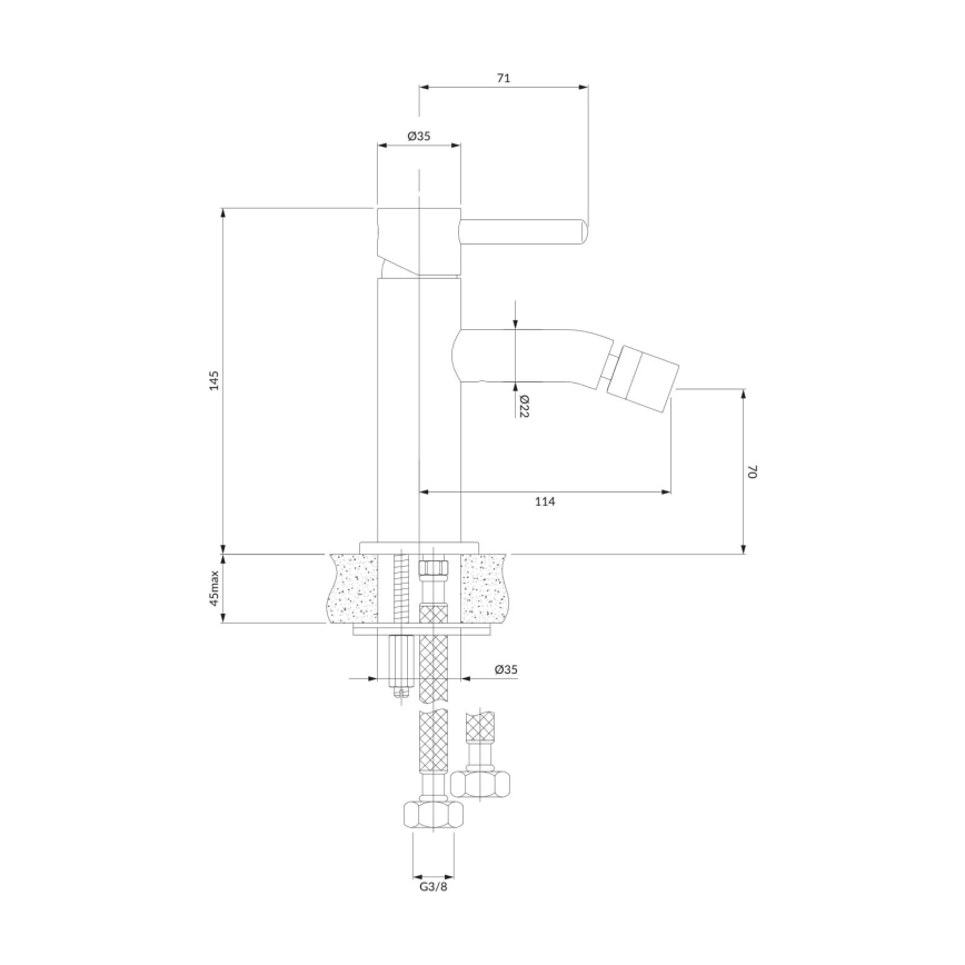 OMNIRES Y1220CR - Bidetarmatur Y 14,5 cm glänzendes Chrom