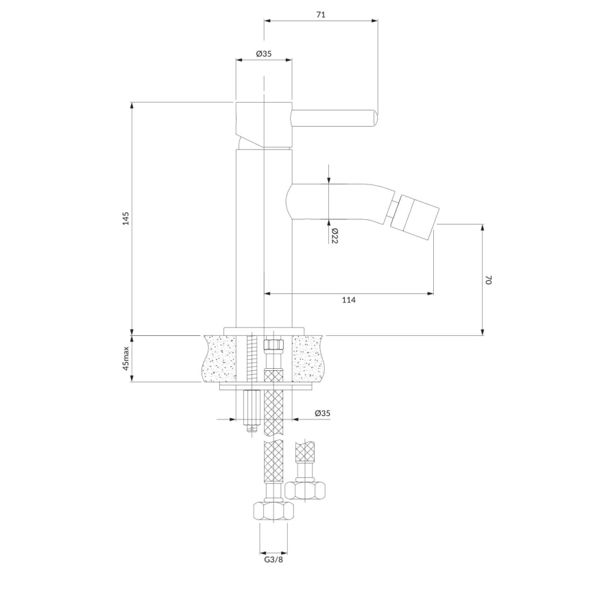 OMNIRES Y1220GLB - Bidetarmatur Y 14,5 cm geschliffen golden