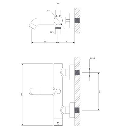 OMNIRES Y1230CR - Badewannenarmatur Y glänzendes Chrom