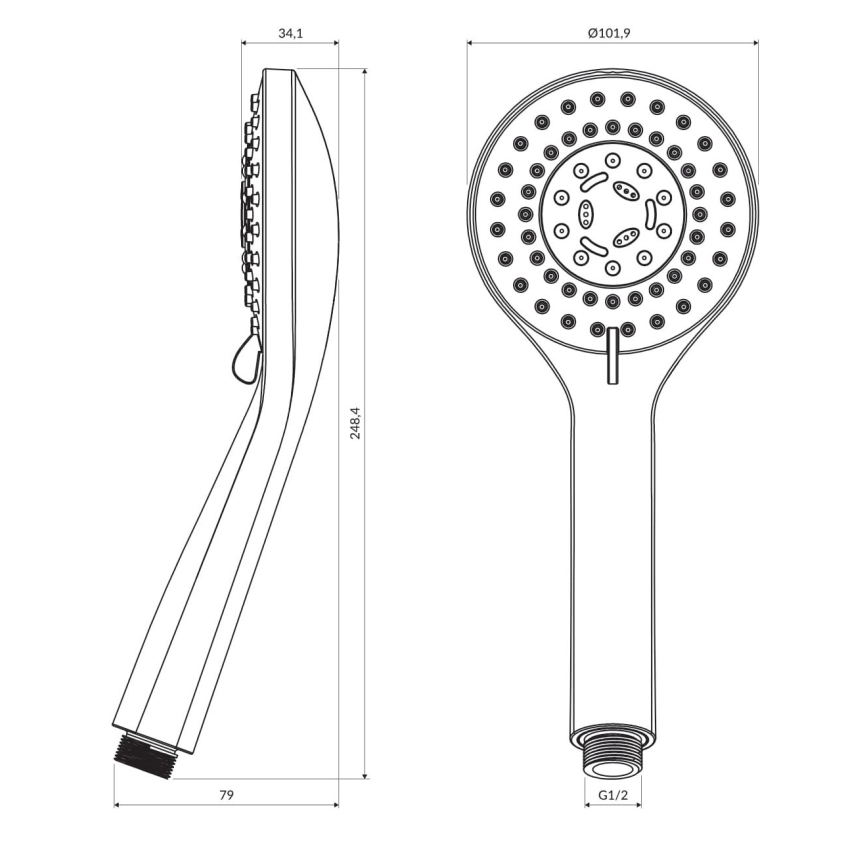OMNIRES YOSEMITE-RBL - Handbrause YOSEMITE seidenmatt schwarz