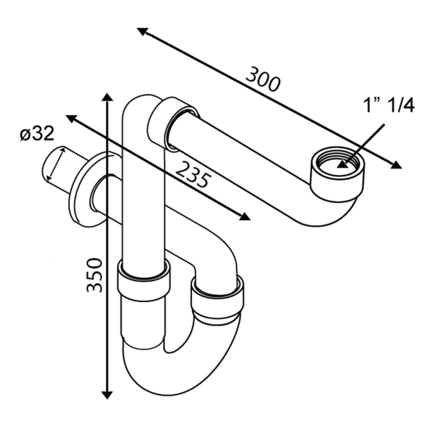 Omp tea - Waschbecken-Siphon, glänzender Chrom