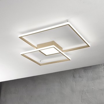 Ondaluce - Dimmbare LED-Deckenleuchte DOWEL LED/46W/230V 55x55 cm Gold