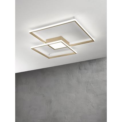Ondaluce - Dimmbare LED-Deckenleuchte DOWEL LED/46W/230V 55x55 cm Gold