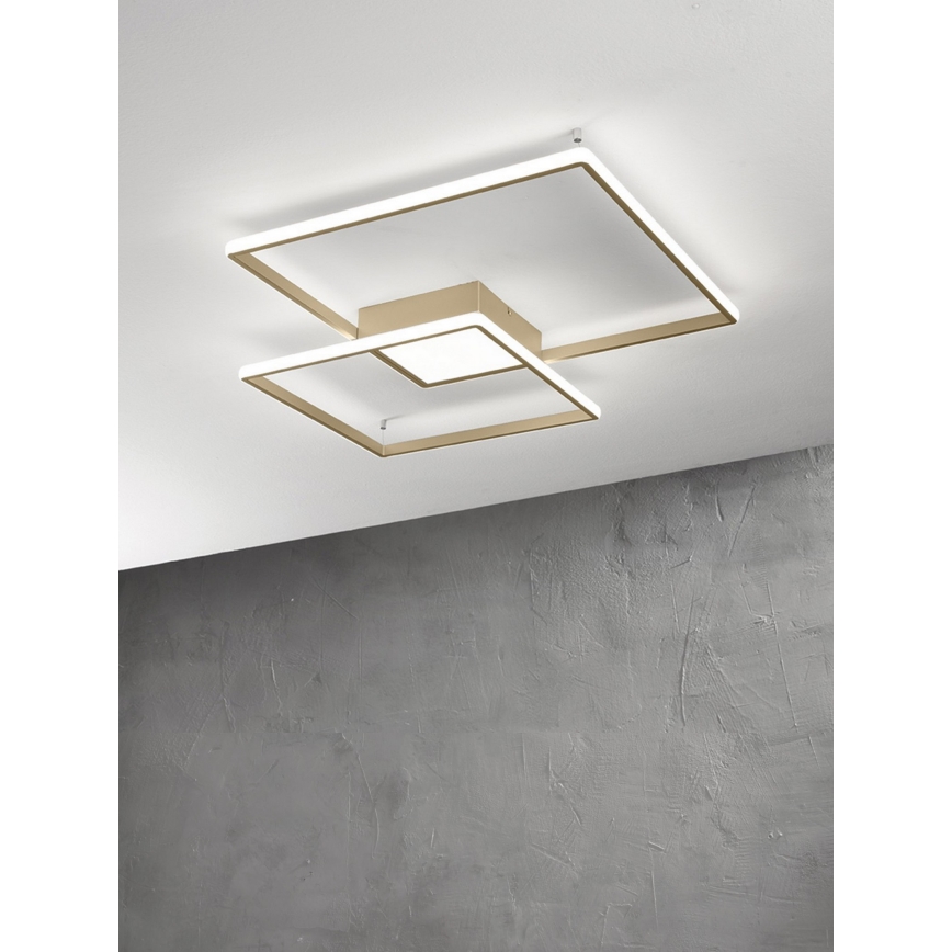 Ondaluce - Dimmbare LED-Deckenleuchte DOWEL LED/46W/230V 55x55 cm Gold