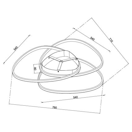 Ondaluce - Dimmbare LED-Deckenleuchte ROSE LED/80W/230V 71x76 cm goldfarben