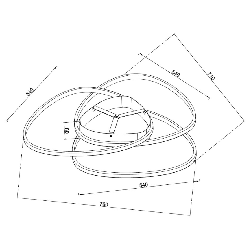 Ondaluce - Dimmbare LED-Deckenleuchte ROSE LED/80W/230V 71x76 cm goldfarben