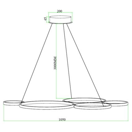 Ondaluce - Dimmbare LED-Kronleuchte mit Seilabhängung POIS LED/60W/230V goldfarben