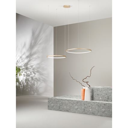 Ondaluce - LED dimmbare Pendelleuchte an Kabel SOEL LED/28W/230V + LED/38W Ø 80/60 cm goldfarben