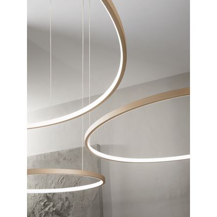 Ondaluce - LED dimmbare Pendelleuchte an Kabel SOEL LED/28W/230V + LED/38W Ø 80/60 cm goldfarben