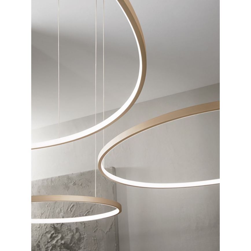 Ondaluce - LED dimmbare Pendelleuchte an Kabel SOEL LED/28W/230V + LED/38W Ø 80/60 cm goldfarben