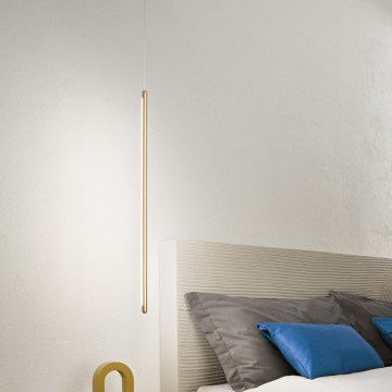 Ondaluce - Dimmbare LED-Pendelleuchte an Stahlseil GENIUS LED/12W/230V Ø 1,5 cm goldfarben