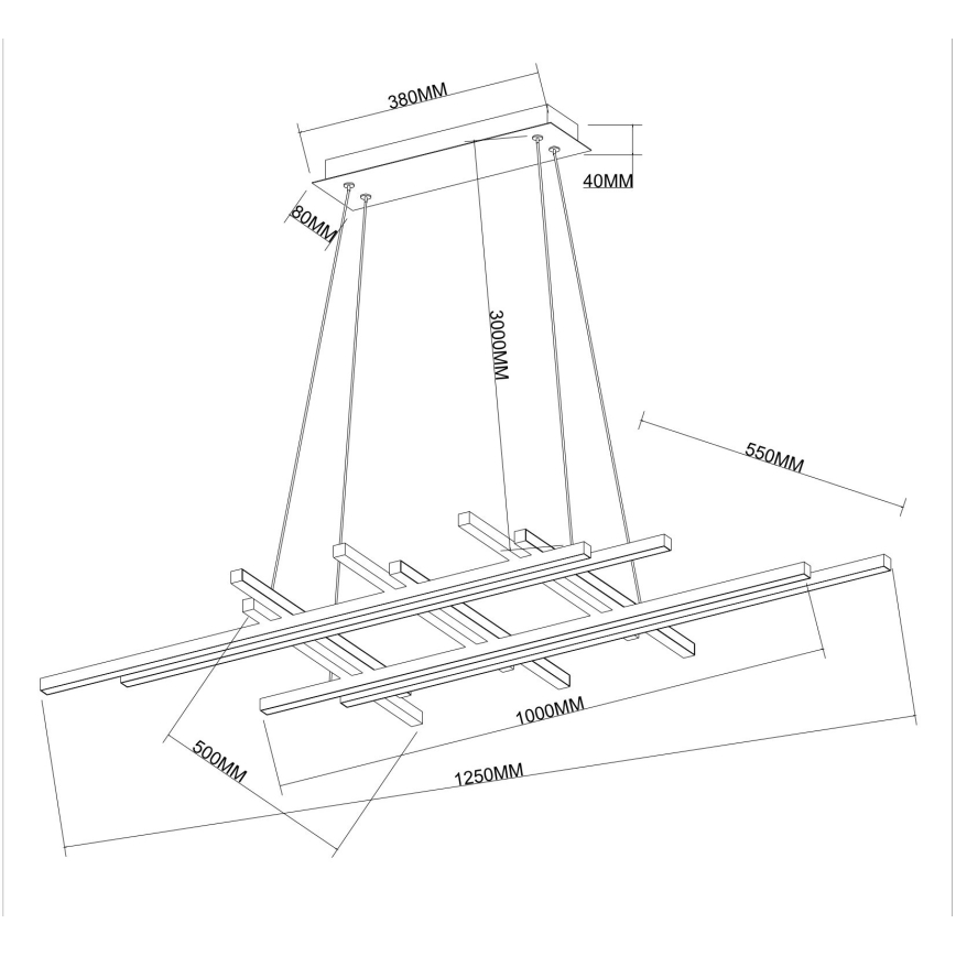Ondaluce - dimmbare LED-Pendelleuchte MOVIDA LED/114W/230V mit Kabelaufhängung, goldfarben