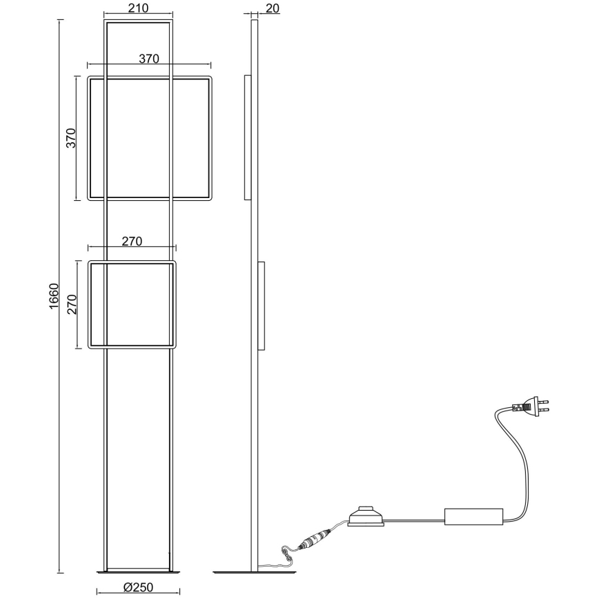 Ondaluce - dimmbare LED-Stehleuchte DOWEL LED/77W/230V 166 cm silber
