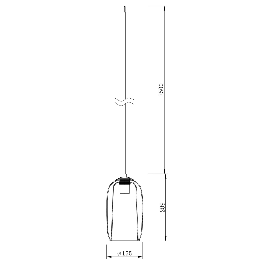 Ondaluce - Hängeleuchte mit Kabel BONNIE 1xE27/15W/230V Ø 15,5 cm schwarz/rauchschwarz
