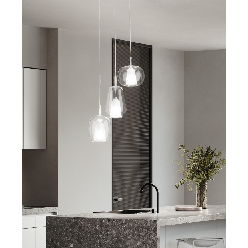 Ondaluce - Hängeleuchte mit Kabel THELMA 1xE27/15W/230V Ø 25 cm gold/transparent