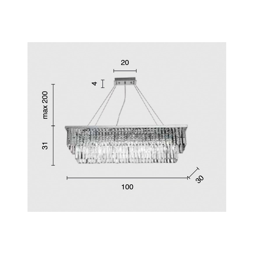 Ondaluce - Kristall-Kronleuchter mit Seilaufhängung DAIQUIRI 8xE14/10W/230V, glänzender Chrom