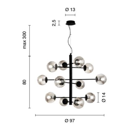 Ondaluce - Kronleuchter mit Kabelaufhängung ELISEO 12xE14/10W/230V gold/rauchbeige