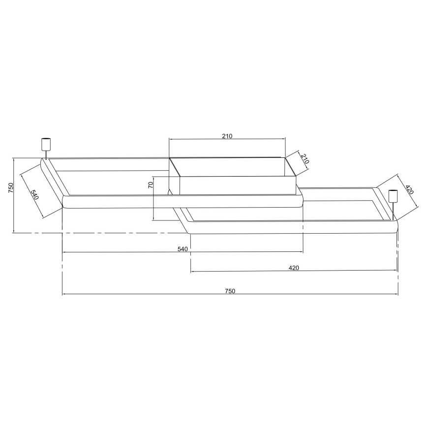 Ondaluce - LED-dimmbare Deckenleuchte DOWEL LED/60W/230V silber