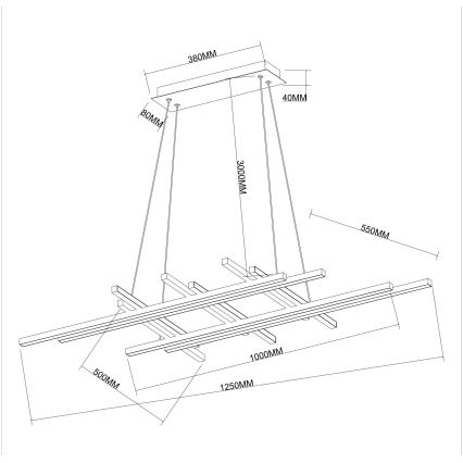Ondaluce - LED-dimmbare Hängeleuchte an Kabel MOVIDA LED/114W/230V schwarz
