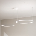 Ondaluce - LED-dimmbare Pendelleuchte an Drahtseil SOEL LED/28W/230V + LED/38W 3000/4000K Ø 80/60 cm weiß