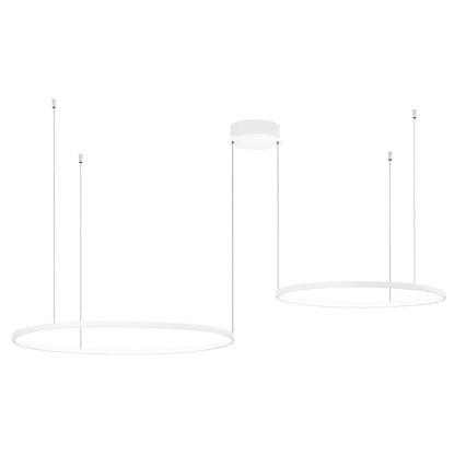 Ondaluce - dimmbare LED-Pendelleuchte SOEL mit Seilaufhängung LED/28W/230V + LED/38W Ø 80/60 cm weiß