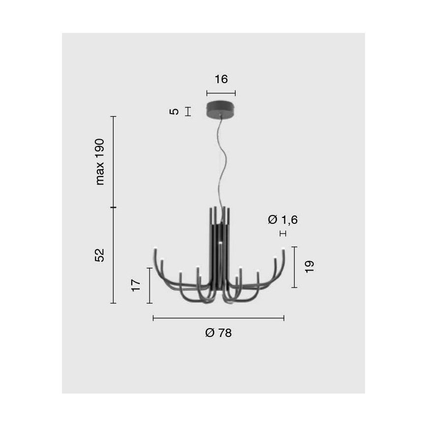 Ondaluce - LED-dimmbare Pendelleuchte an Seil NOUVEAU LED/35 W/230 V Ø 78 cm Gold
