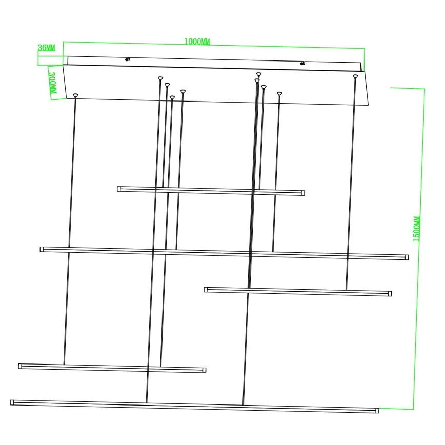 Ondaluce - LED-dimmbare Seilpendelleuchte GENIUS LED/72W/230V schwarz