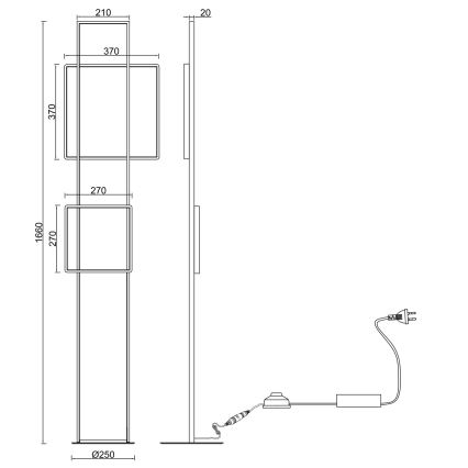 Ondaluce - LED-dimmbare Stehleuchte DOWEL LED/77W/230V 166 cm goldfarben
