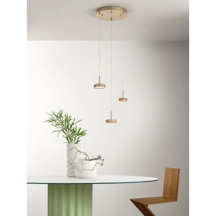 Ondaluce - LED dimmbarer Hängeleuchter an Kabel NINA LED/24W/230V Ø 35 cm Gold