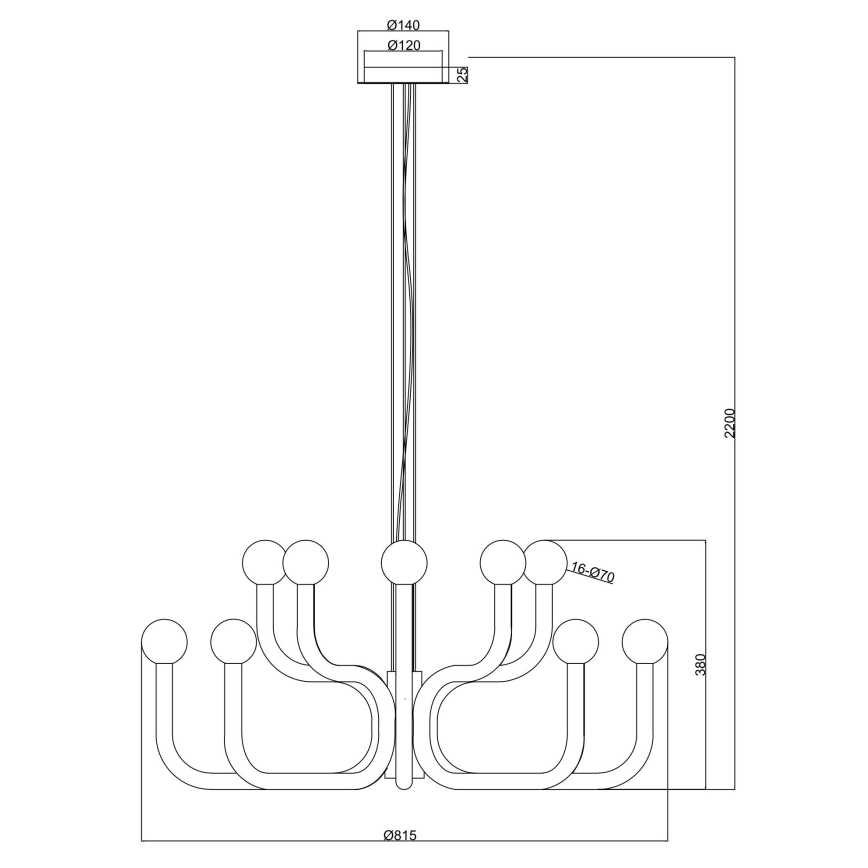 Ondaluce - Pendelleuchte an Drahtseil DERBY 16xG9/7W/230V Ø 81,5 cm goldfarben