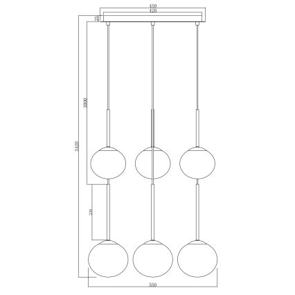 Ondaluce - Pendelleuchte an Kabel JEWEL 6xE14/10W/230V Ø 55 cm schwarz/rauchschwarz