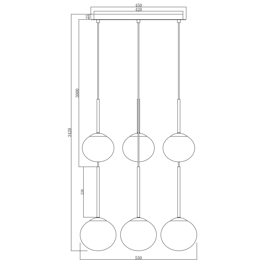 Ondaluce - Pendelleuchte an Kabel JEWEL 6xE14/10W/230V Ø 55 cm schwarz/rauchschwarz