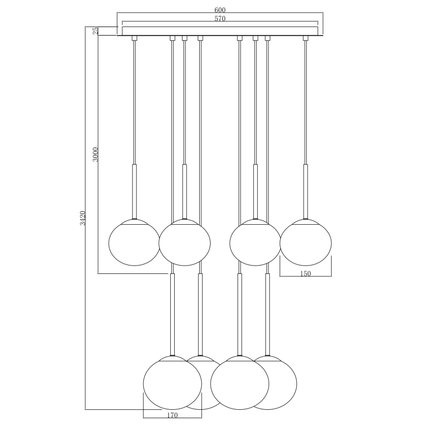 Ondaluce - Pendelleuchte an Kabel JEWEL 8xE14/10W/230V Durchmesser 70 cm schwarz/rauchschwarz