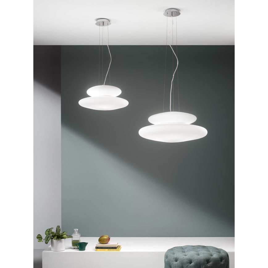 Ondaluce - Pendelleuchte an Kabel PAGODA 3xE27/15W/230V + 2xE27/15W Ø 50 cm weiß