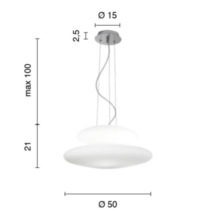 Ondaluce - Pendelleuchte an Kabel PAGODA 3xE27/15W/230V + 2xE27/15W Ø 50 cm weiß