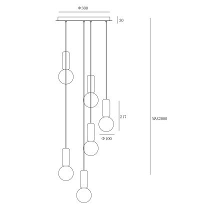 Ondaluce - Pendelleuchte an Kabel ROCK 6xG9/7W/230V Ø 35 cm Beton/Braun/Grau/Weiß