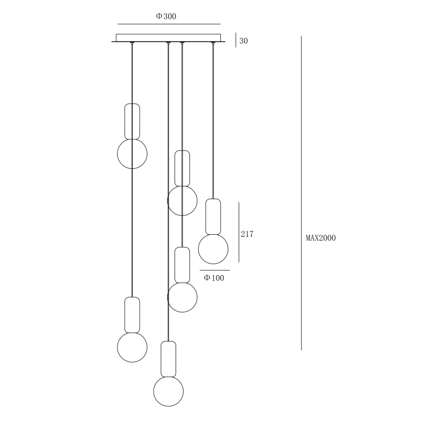 Ondaluce - Pendelleuchte an Kabel ROCK 6xG9/7W/230V Ø 35 cm Beton/Braun/Grau/Weiß