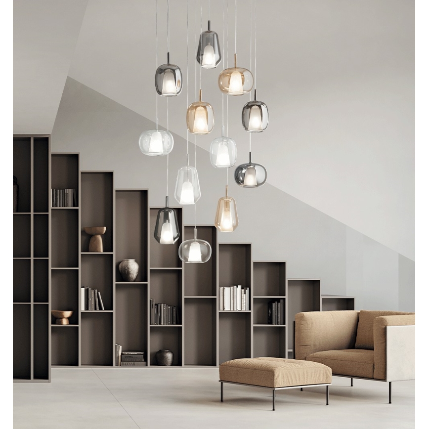 Ondaluce - Pendelleuchte an Kabel THELMA 3xE27/15W/230V Ø 19,5 cm Gold/rauchbeige