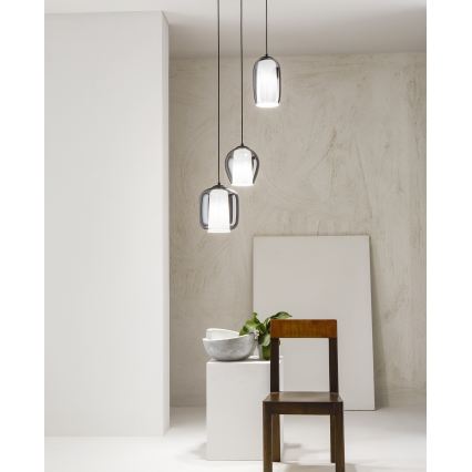 Ondaluce - Pendelleuchte BONNIE 1xE27/15W/230V Ø 15 cm rauchschwarz