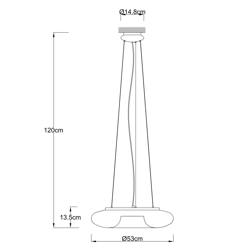 Ondaluce - Pendelleuchte DODI mit Kabelaufhängung, 2×E27/15W/230V, Ø 53 cm, weiß