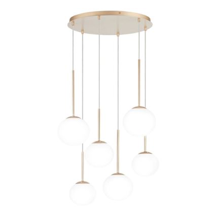 Ondaluce - Pendelleuchte JEWEL 6xE14/10W/230V Ø 55 cm gold/weiß