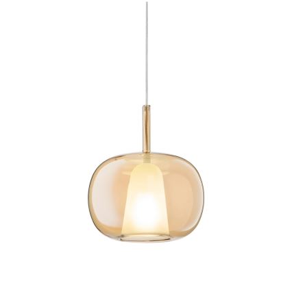 Ondaluce - Pendelleuchte mit Kabel THELMA 1xE27/15W/230V Ø 25 cm gold/rauchiges Beige