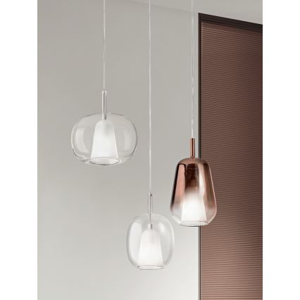 Ondaluce - Pendelleuchte mit Kabel THELMA 3xE27/15W/230V Ø 19,5 cm gold/klarglas